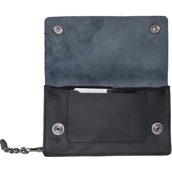 Genuine Leather Men Trifold Eagle Biker Chain Wallet Credit Card Holder - Picture 4 of 7